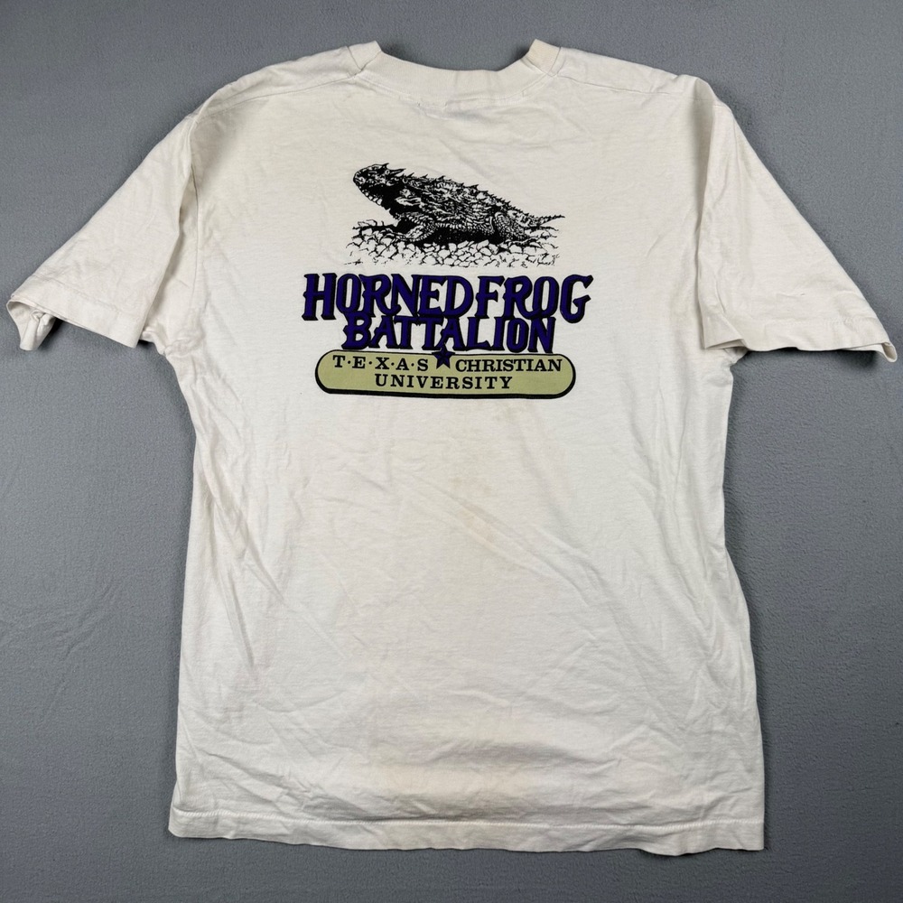 Vintage TCU Horned Frog Battalion ROTC T-Shirt Fruit of the Loom USA Made L